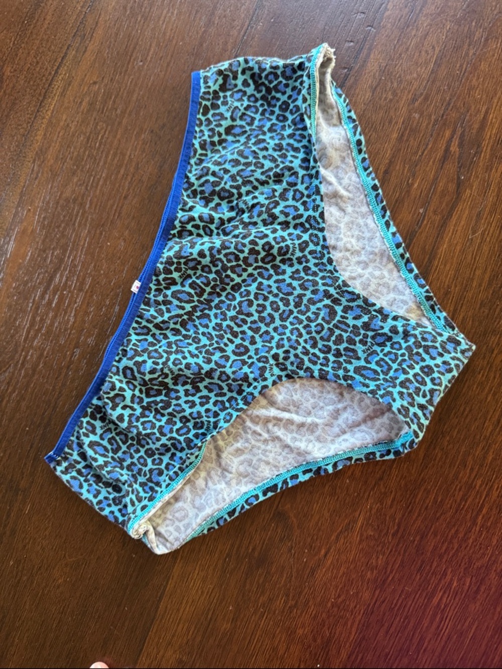 PINK Victoria's Secret Blue Teal Leopard Print Bikini Panty